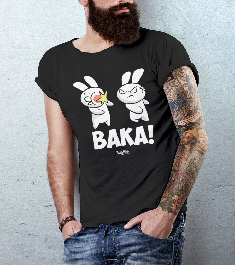 BAKA Funny Anime Japanese Rabbit TeesHive T-Shirt