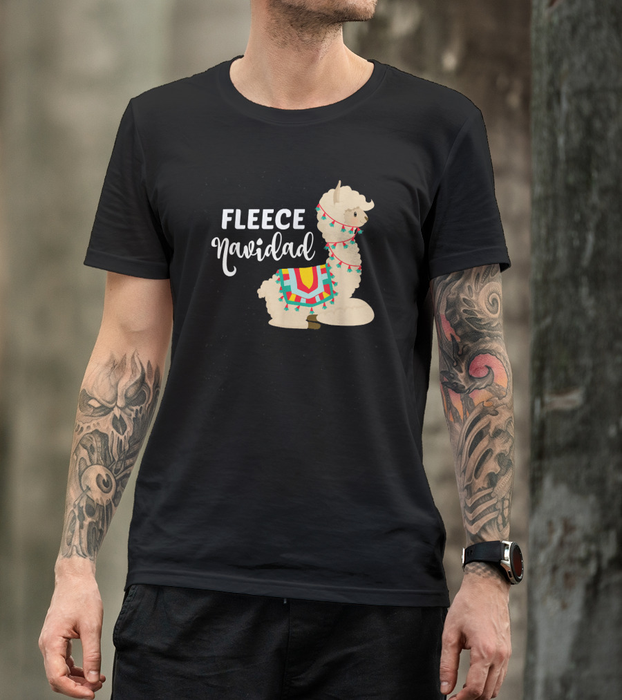 Fleece Navidad Alpaca Llama Festive Holiday Pun T-Shirt