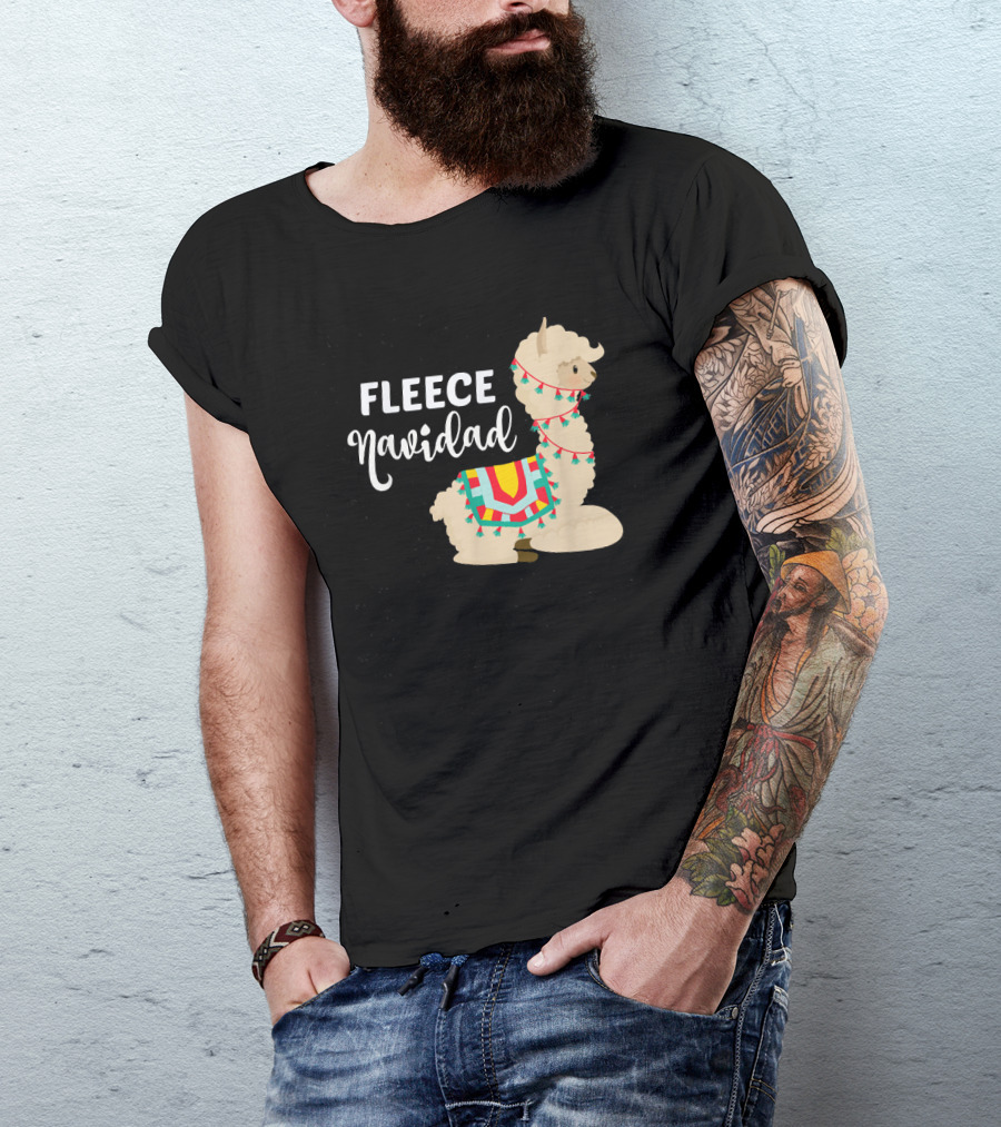 Fleece Navidad Alpaca Llama Festive Holiday Pun T-Shirt