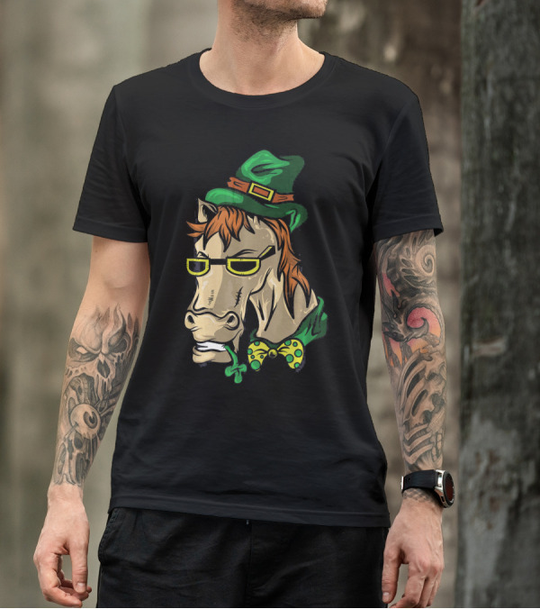 St. Patrick's Leprechaun Horse With Green Hat And Bowtie T-Shirt