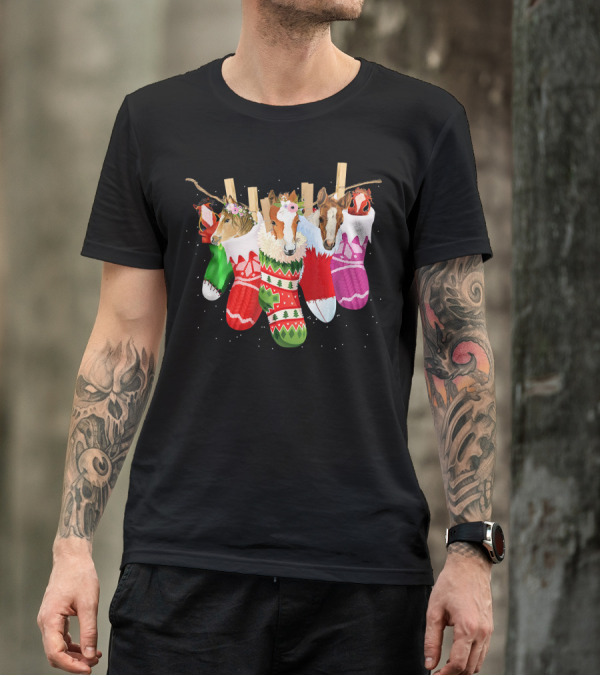 Horse Christmas Socks Funny Xmas Vin With Festive Holiday Horse Heads T-Shirt