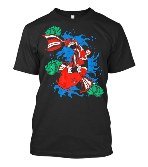 Koi Fish Japanese Koi Carp Fish With Lotus And Water Splash T-Shirt