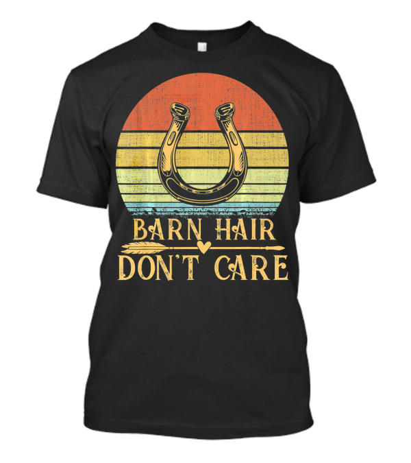 Barn Hair Don't Care Horseshoe Retro Stripes T-Shirt