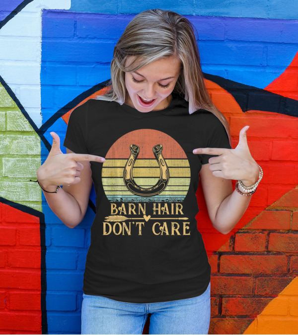 Barn Hair Don't Care Horseshoe Retro Stripes T-Shirt