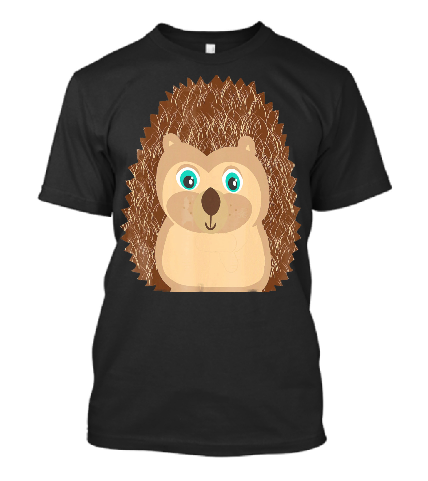 Hedgehog Cute Animal Brown Spiky Fur Blue Eyed Expression T-Shirt
