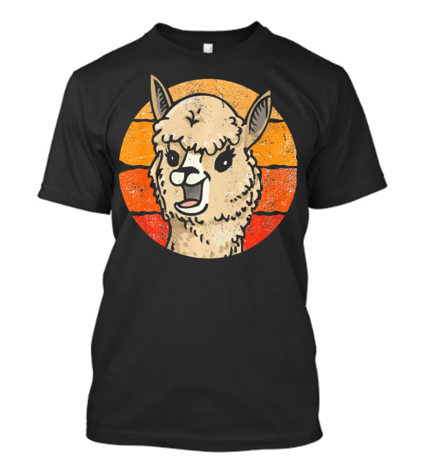 Llama Retro Vintage Style Alpaca Sunset Stripes T-Shirt