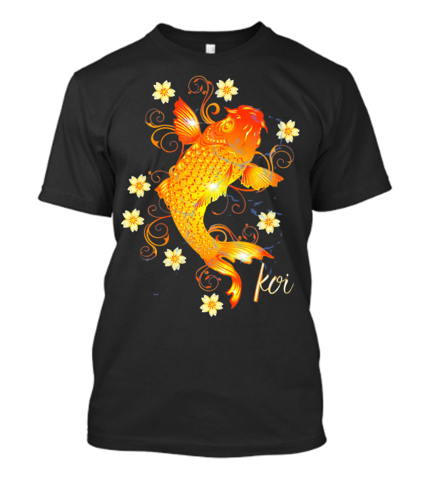 Koi Fish With Floral Accents Japanese T-Shirt