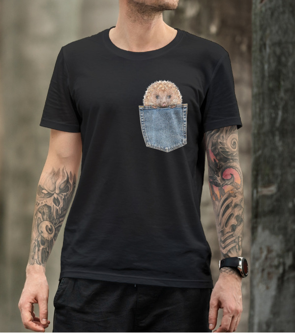 Hedgehog In Denim Pocket Baby Hedgehog Peeking T-Shirt