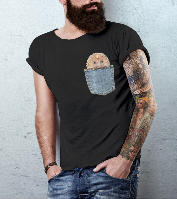 Hedgehog In Denim Pocket Baby Hedgehog Peeking T-Shirt