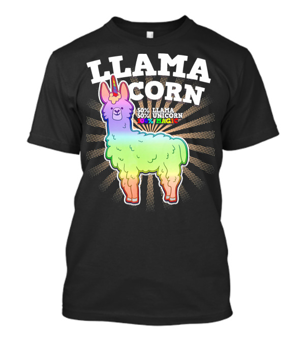 LlamaCorn 50% Llama 50% Unicorn 100% Magic Rainbow Creature T-Shirt
