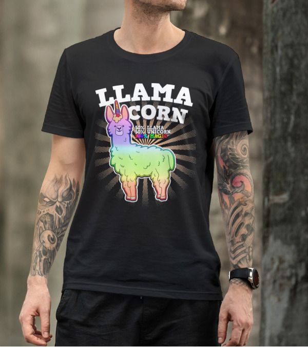 LlamaCorn 50% Llama 50% Unicorn 100% Magic Rainbow Creature T-Shirt