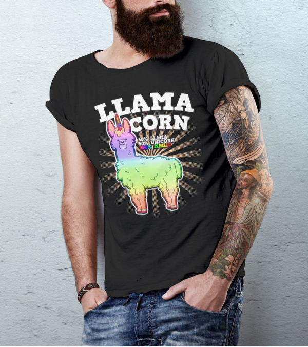 LlamaCorn 50% Llama 50% Unicorn 100% Magic Rainbow Creature T-Shirt