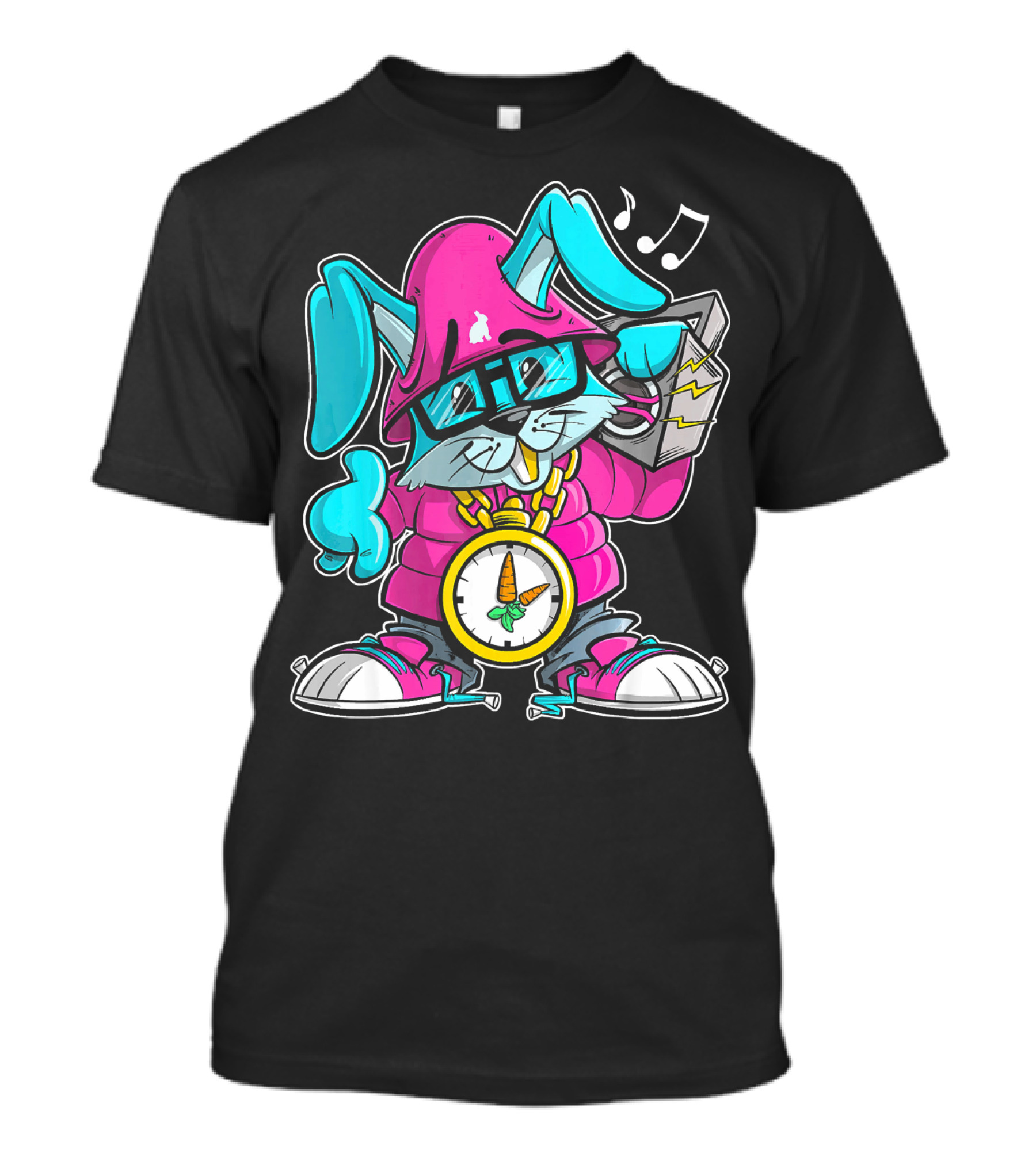Hip Hop Easter Bunny With Chain And Boombox T-Shirt