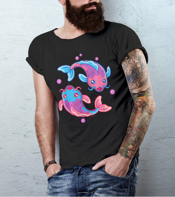 Japanese Colorful Kawaii Lucky Koi Fish T-Shirt