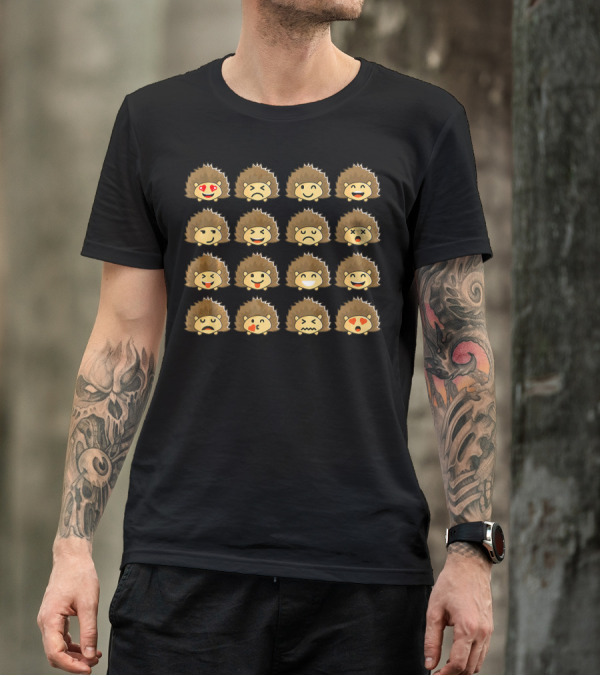 Hedgehog Emoji Expressions Chart T-Shirt