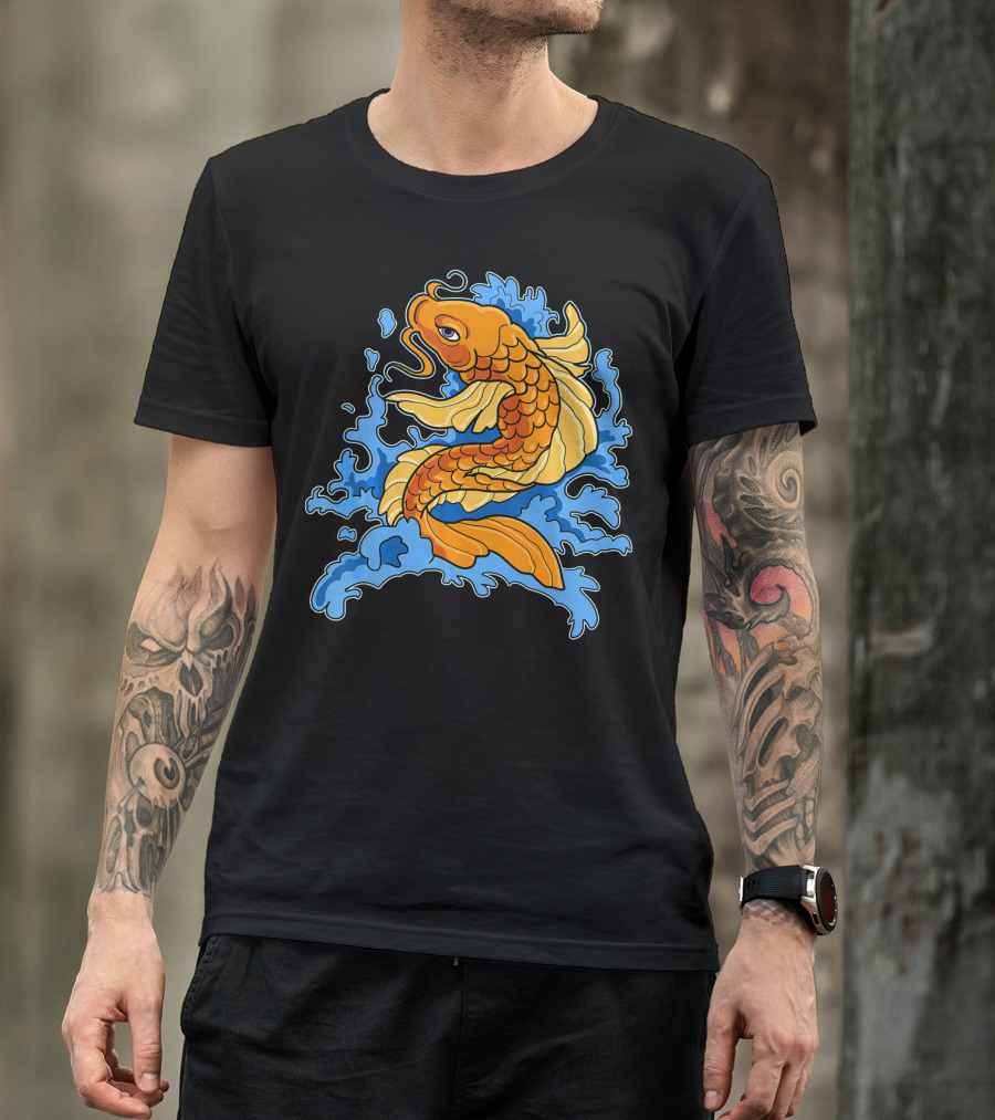 Japanese Koi Fish In Blue Water Carp Graphics T-Shirt