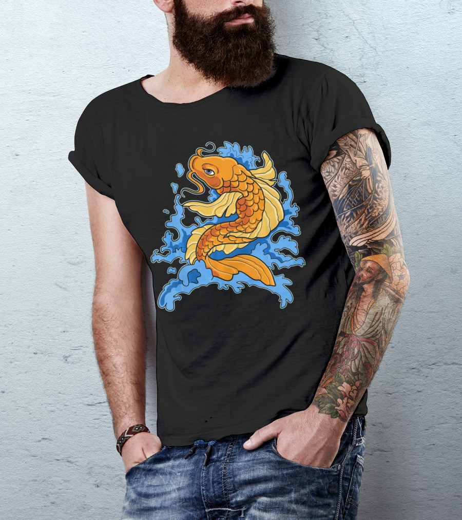 Japanese Koi Fish In Blue Water Carp Graphics T-Shirt