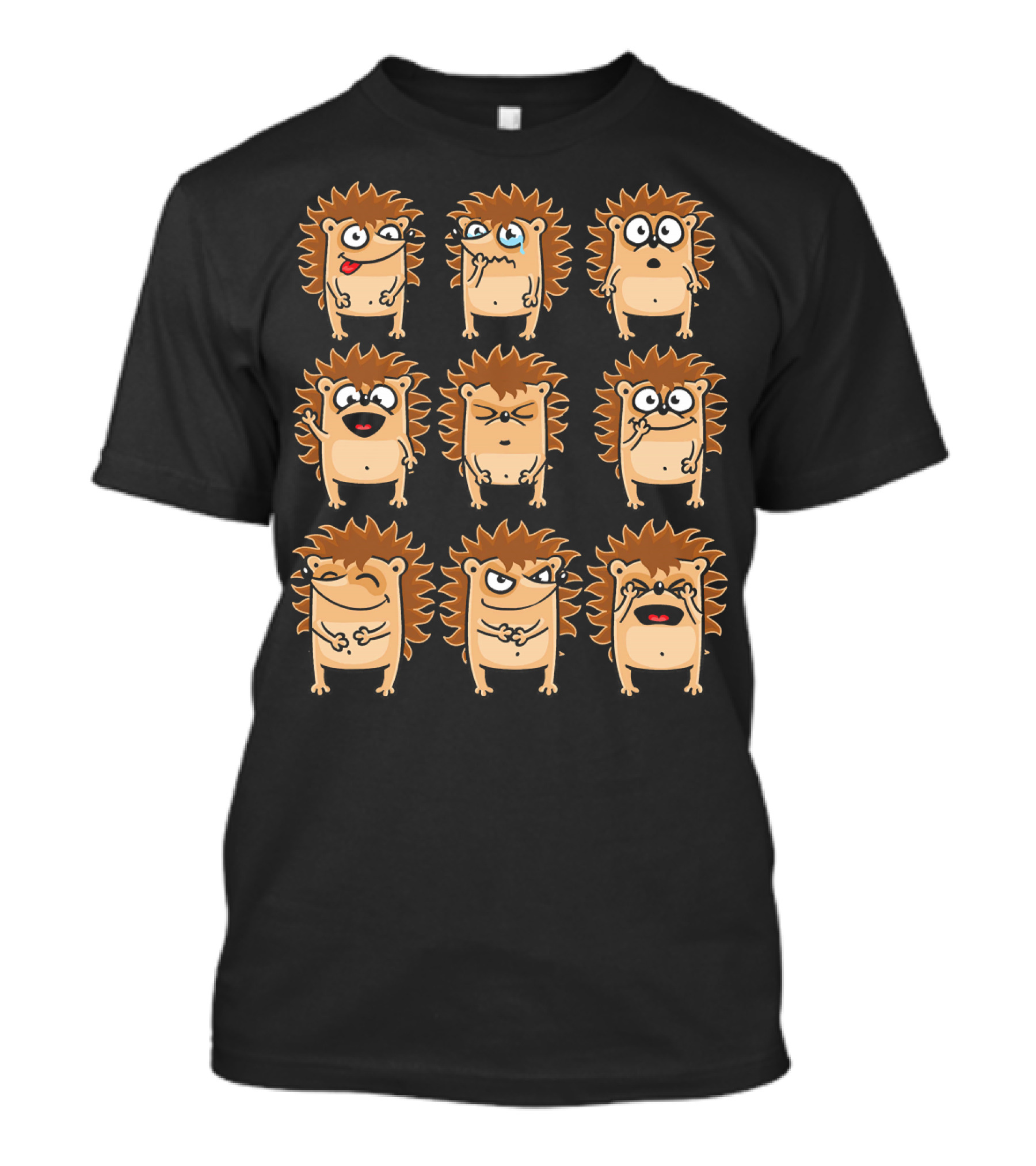 Hedgehog Faces Expressing Different Emotions T-Shirt