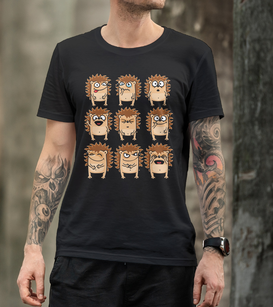 Hedgehog Faces Expressing Different Emotions T-Shirt