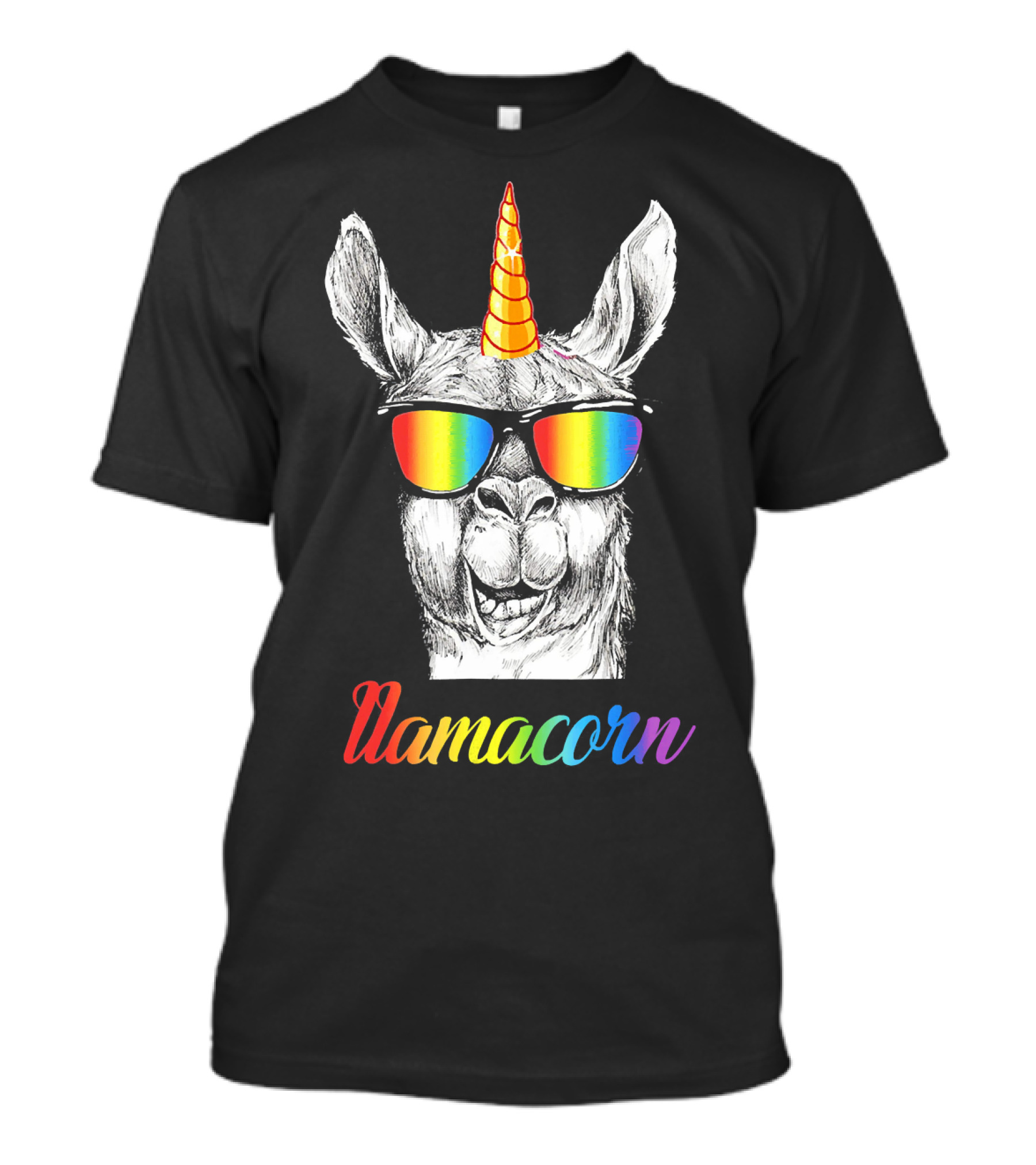 Llamacorn Funny Rainbow Unicorn Sunglasses Llama T-Shirt