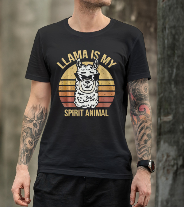 Llama Is My Spirit Animal Retro Style Alpaca T-Shirt