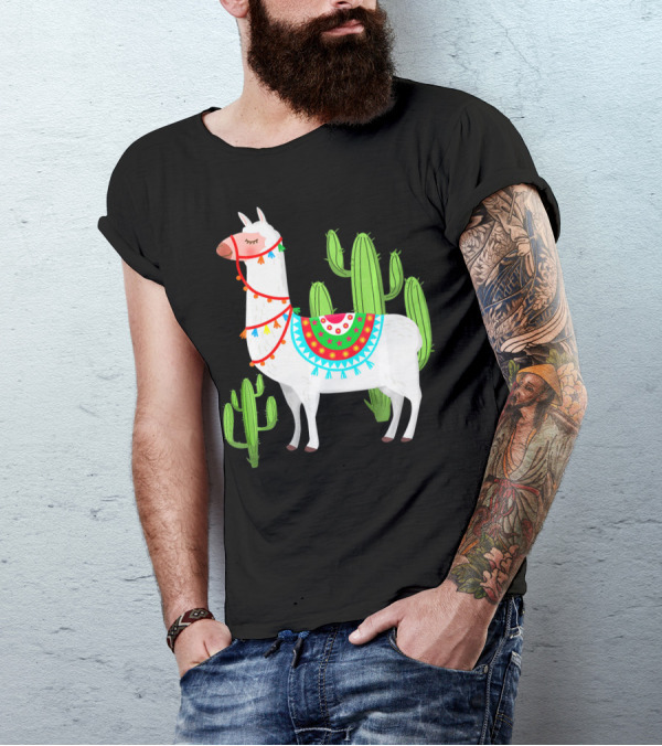 Llama Llama Alpaca Peru Cactus Anim T-Shirt