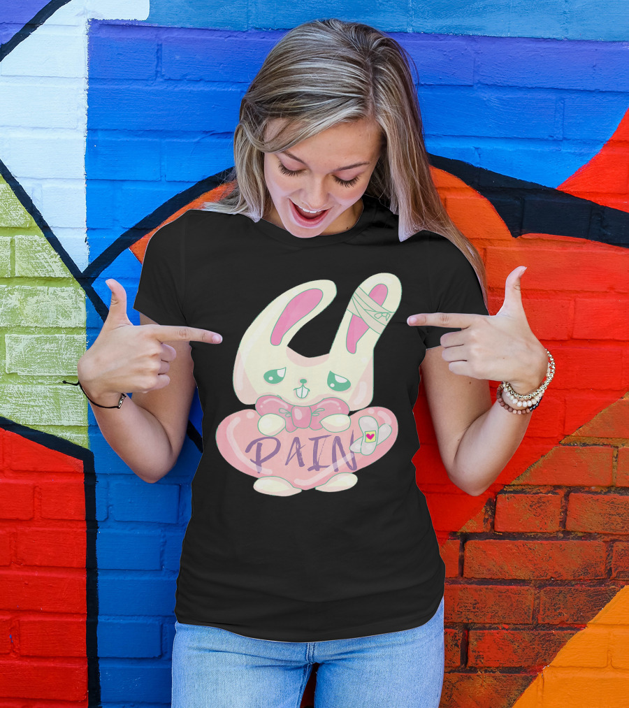 Kawaii Yami Menhera Pain Bunny With Bandages And Heart Patch T-Shirt
