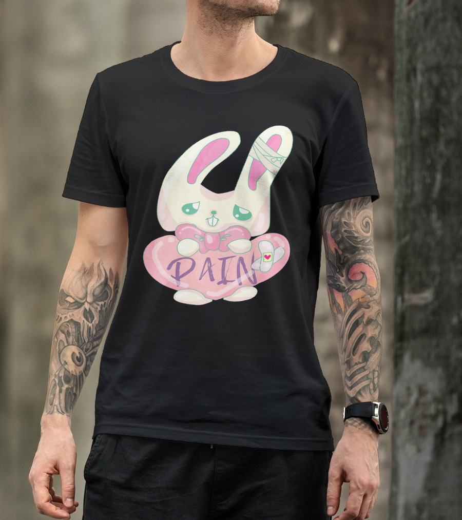 Kawaii Yami Menhera Pain Bunny With Bandages And Heart Patch T-Shirt