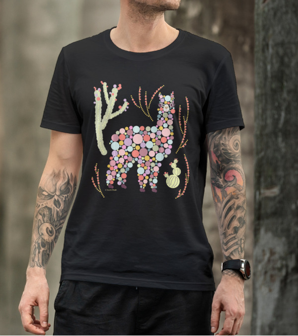 Llama Llama And Cactus Colorful Dotted Art Party T-Shirt