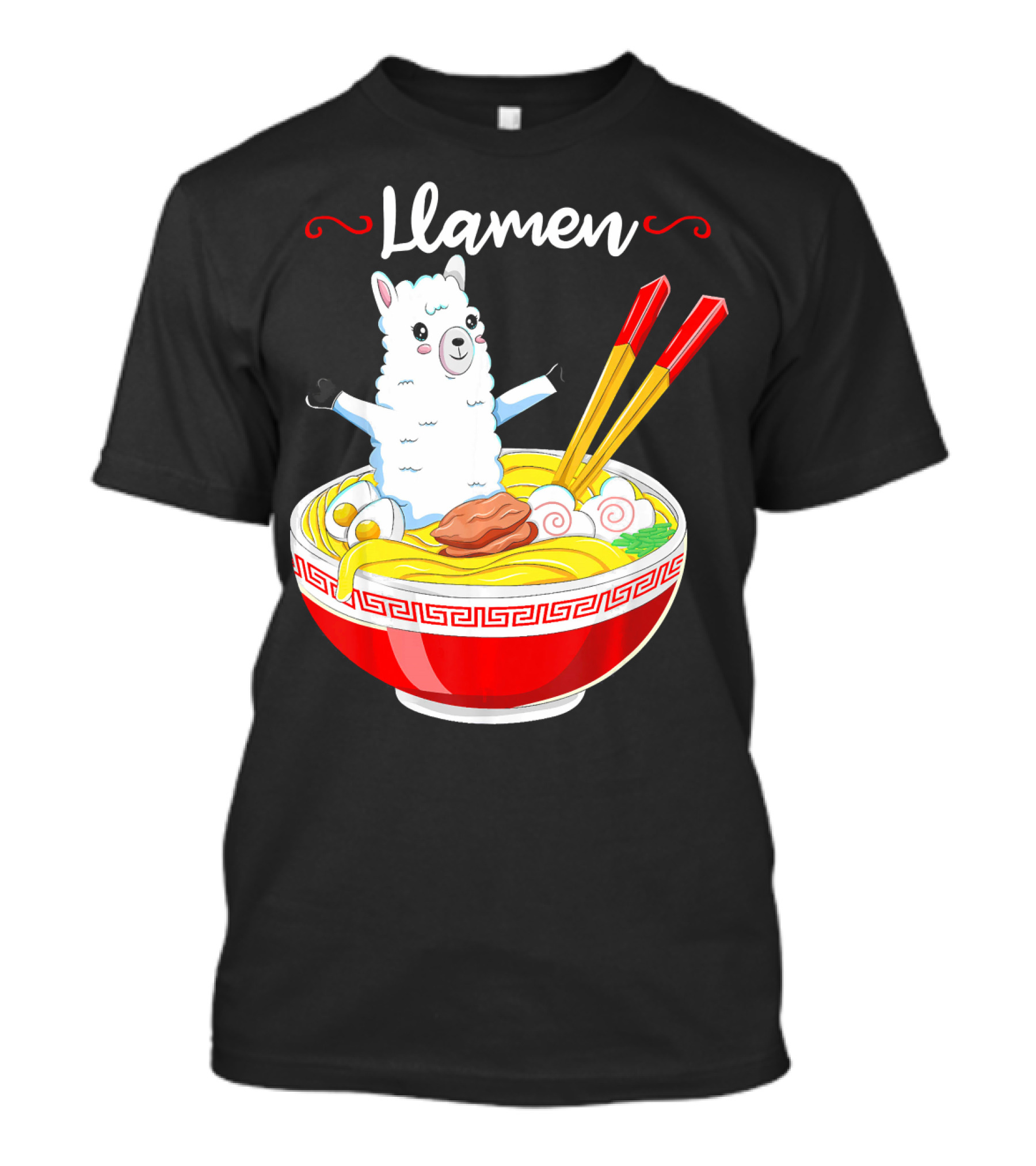 Llamen Kids Japanese Kawaii Llama Alpaca Ramen Bowl Fun T-Shirt