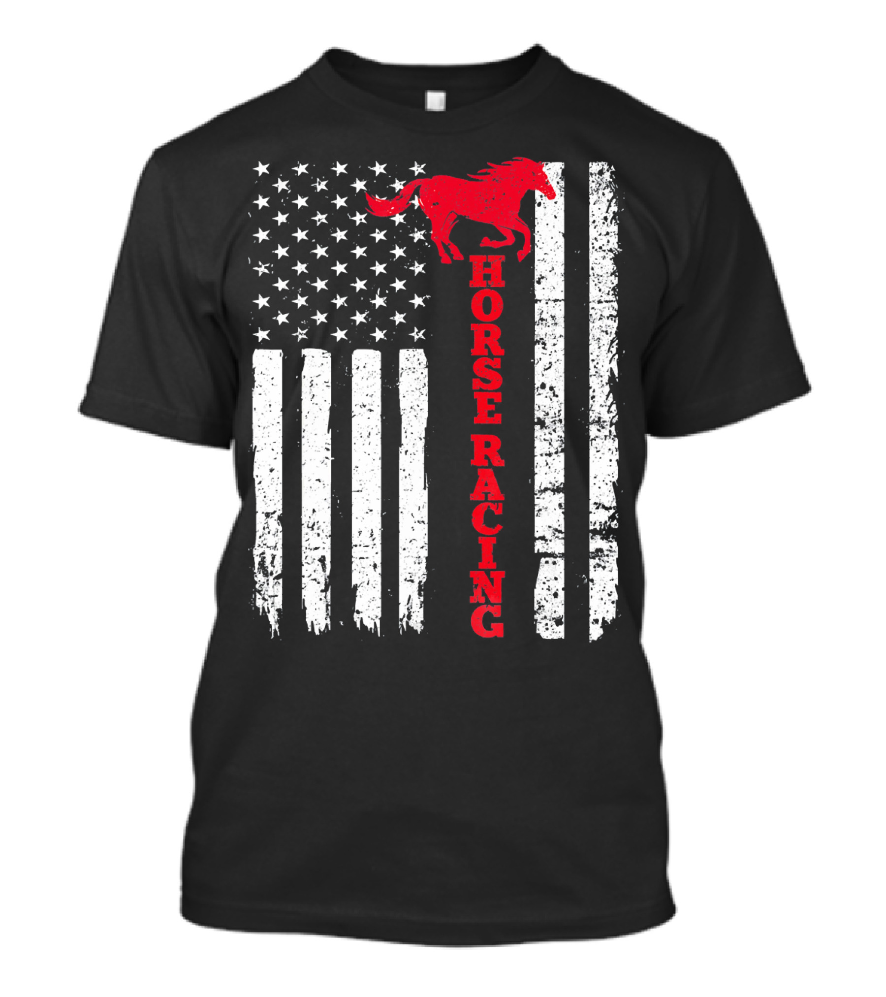 Horse Racing USA American Flag Horse T-Shirt