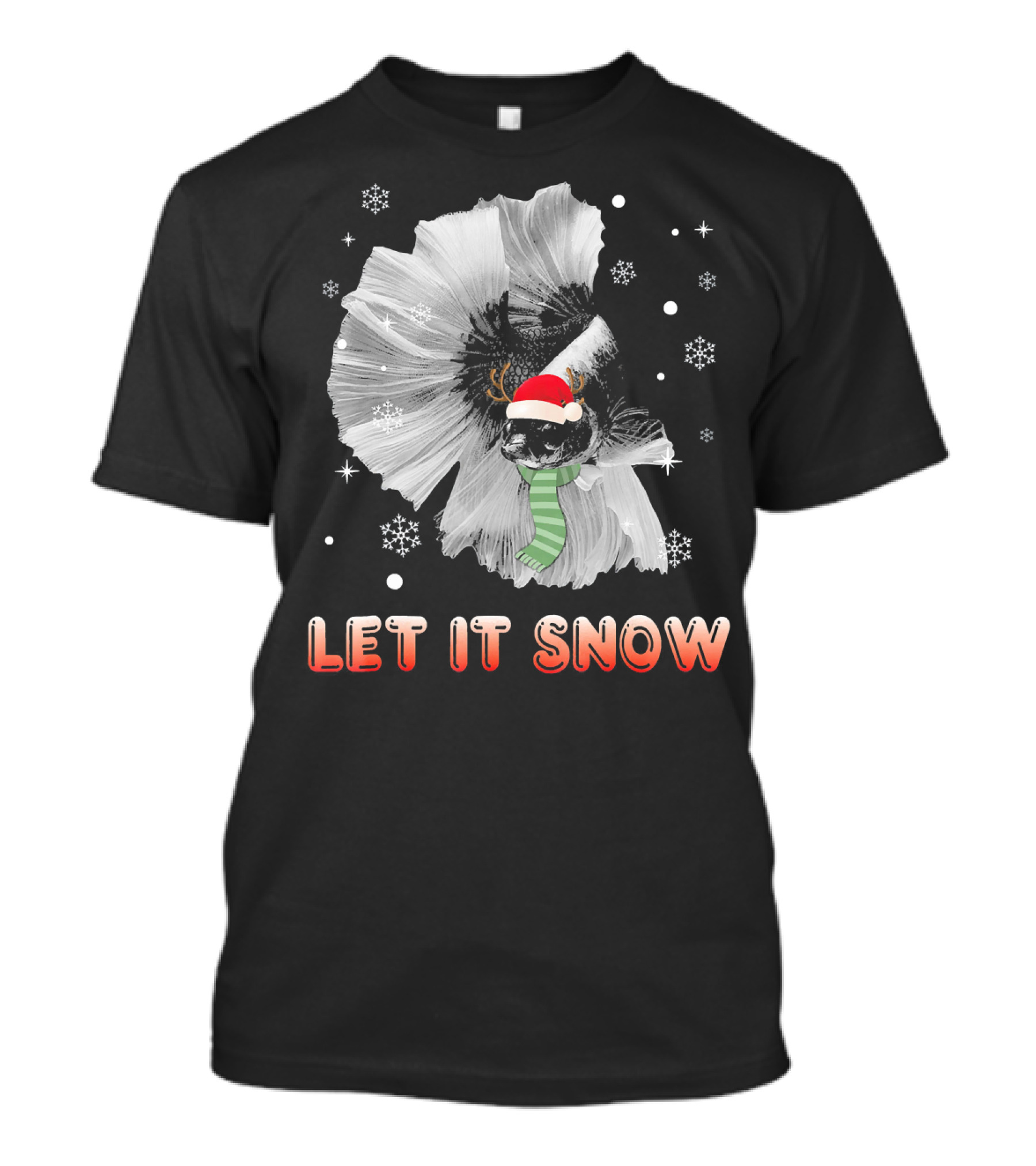 Let It Snow Santa Betta Fish With Holiday Elements T-Shirt