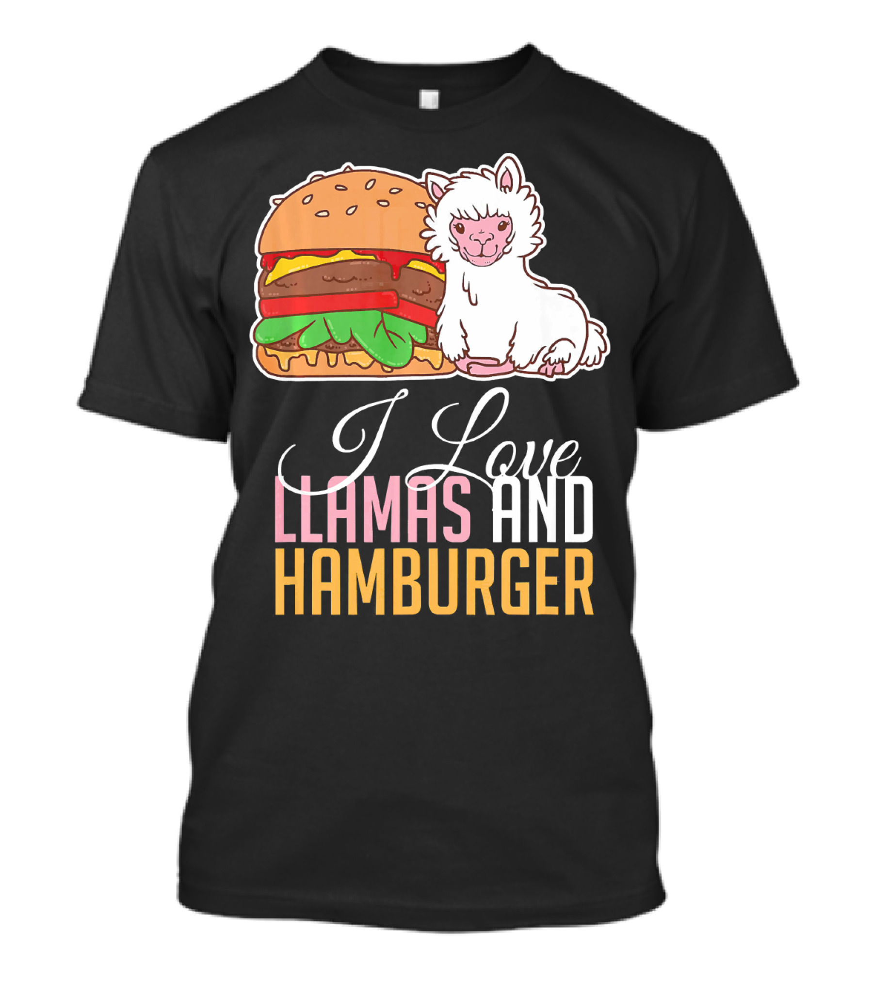 I Love Llamas And Hamburger T-Shirt