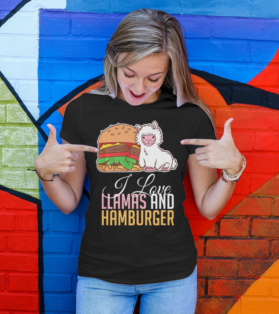 I Love Llamas And Hamburger T-Shirt