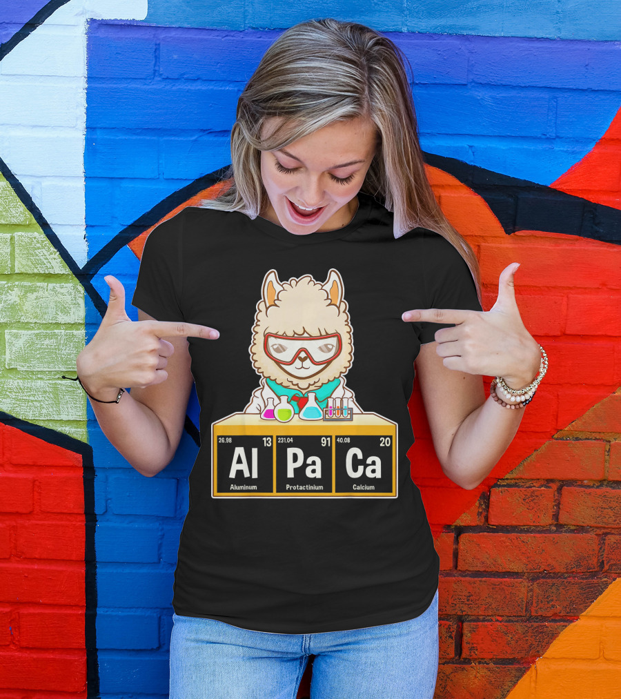 Love Llama Awesome Alpaca Aluminum Protactinium Calcium Periodic Table T-Shirt