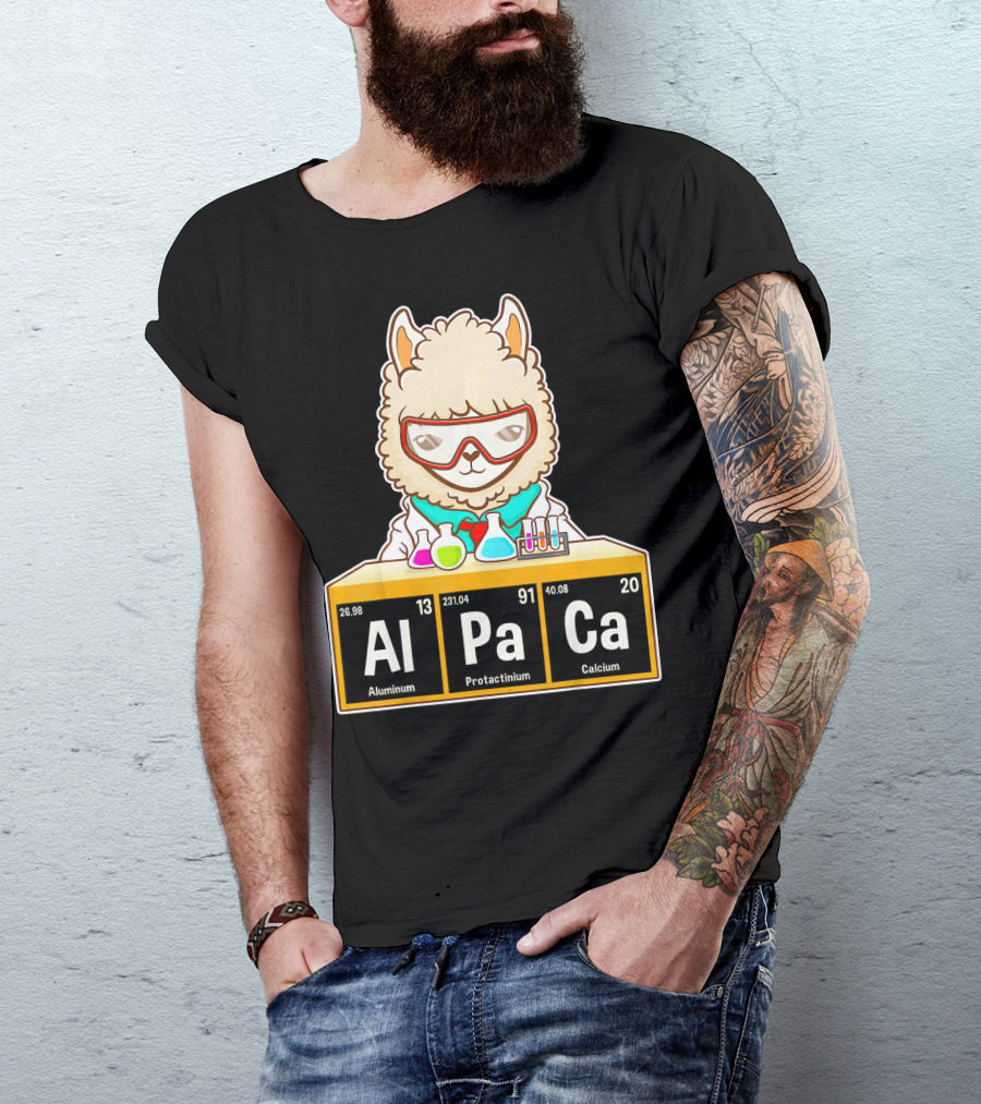 Love Llama Awesome Alpaca Aluminum Protactinium Calcium Periodic Table T-Shirt