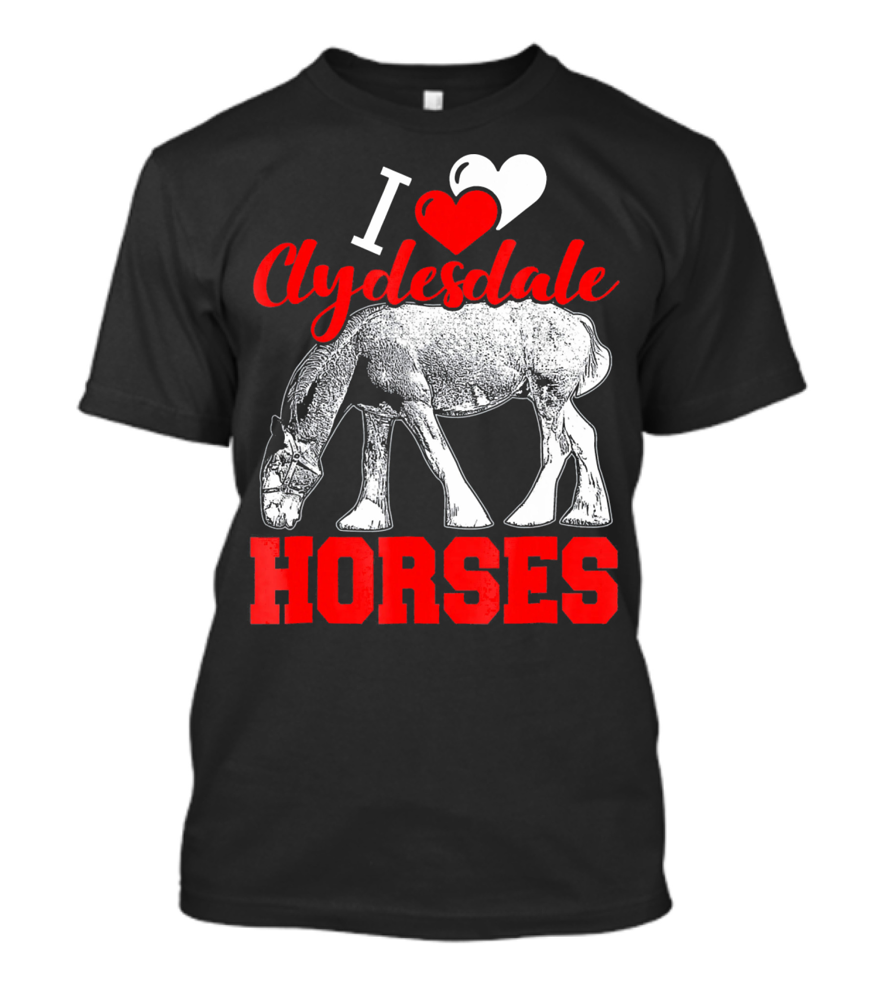 I Heart Clydesdale Horses With Grazing Horse Sketch T-Shirt