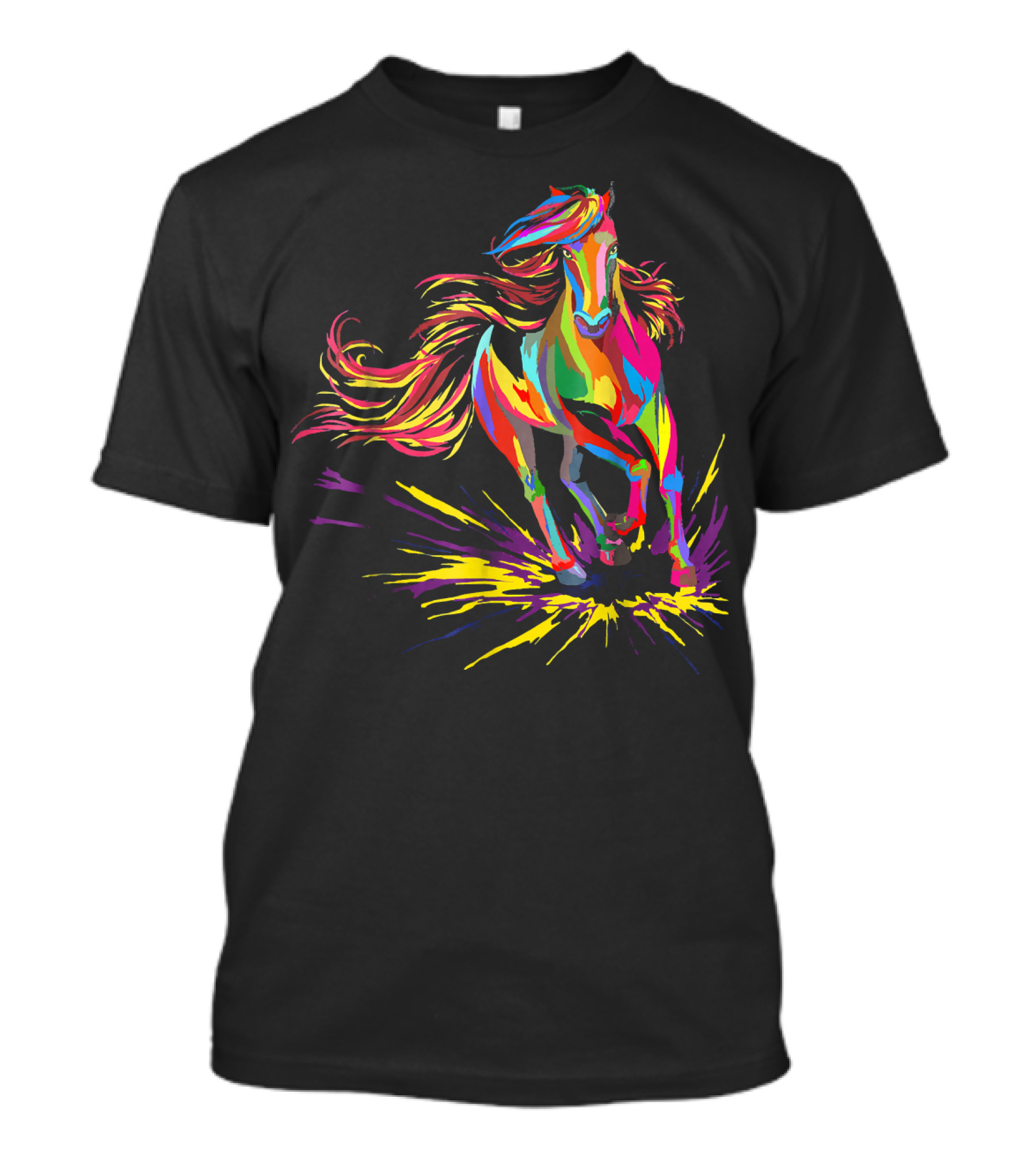 Vibrant Rainbow Horses Watercolor I Love Horse T-Shirt