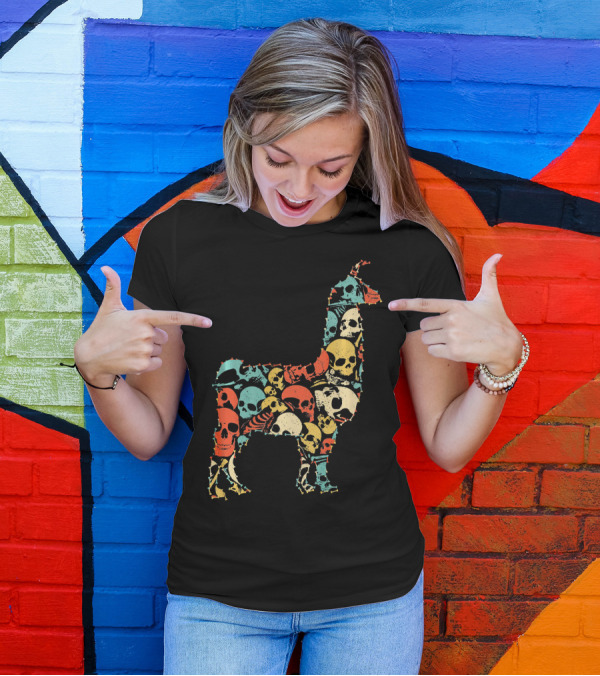 LLAMA Multicolored Skull Bones T-Shirt