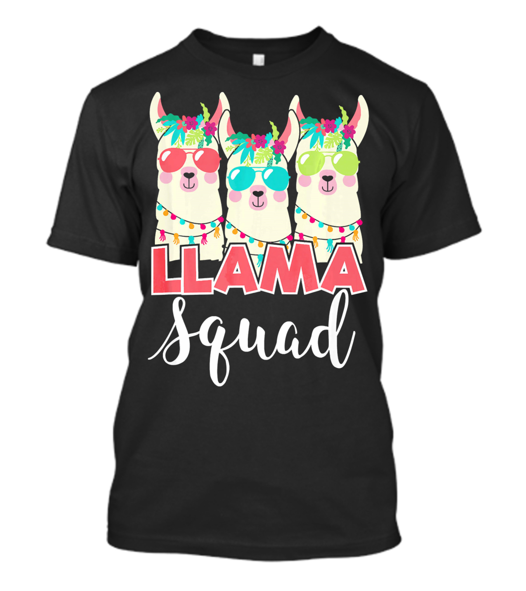 Llama Squad Retro 80s Style Fun Sunglass Party T-Shirt