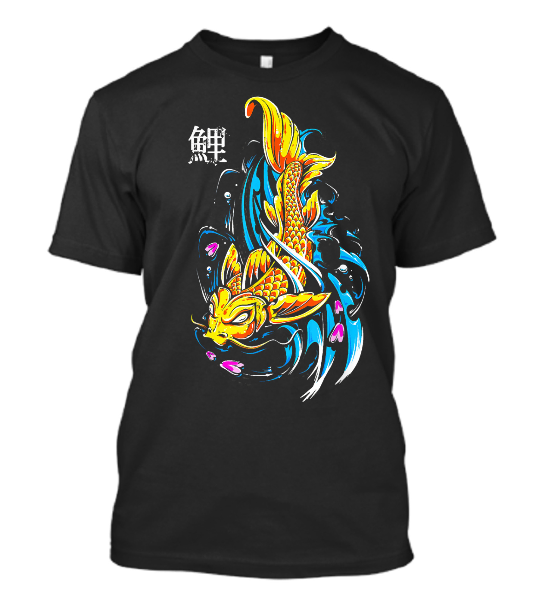 Japanese Koi With Vibrant Blue And Yellow Waves T-Shirt