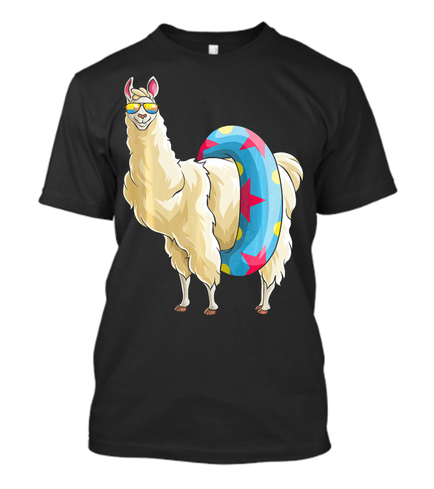 Llama Alpaca Tropical Summer Swimming With Sunglasses And Float Tube T-Shirt