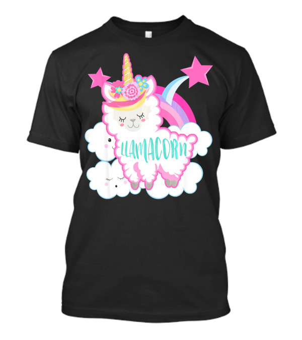 Llamacorn Unicorn Llama With Rainbow And Stars T-Shirt