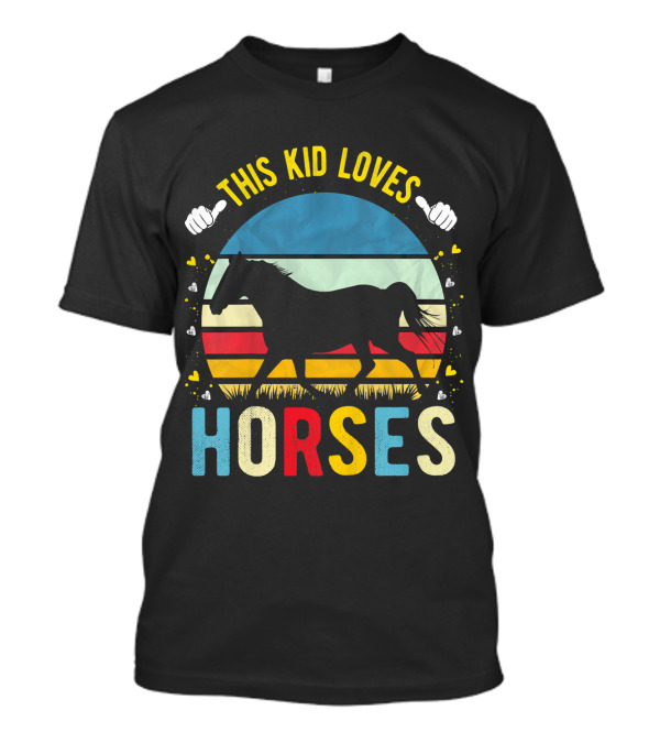 This Kid Loves Horses Boys And Girl Retro Sunset T-Shirt