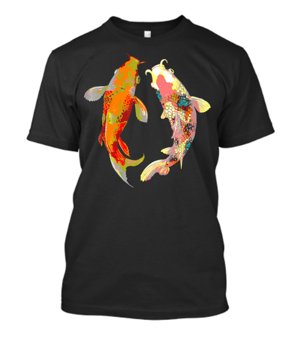 Koi Fish Carp Pond Japanese Aquarelle Colorful Koi Pair T-Shirt