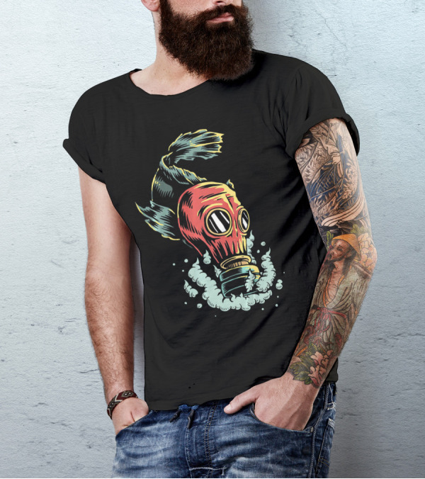 Japanese Koi Gas Mask Fusion Tattoo T-Shirt