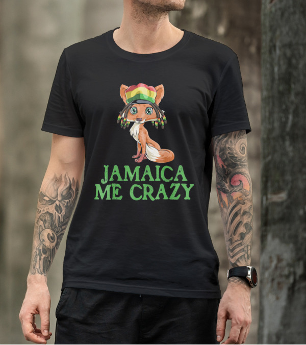 Jamaica Me Crazy Fox With Rasta Colors T-Shirt