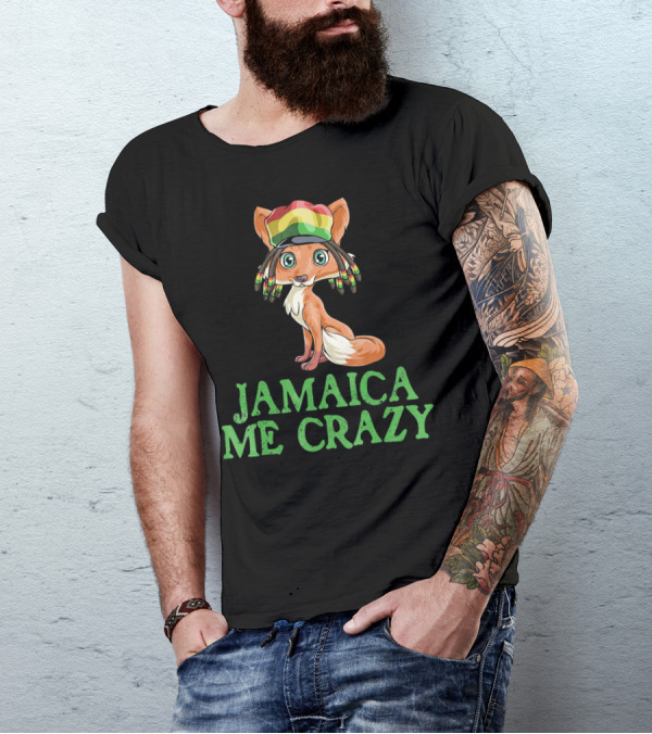 Jamaica Me Crazy Fox With Rasta Colors T-Shirt