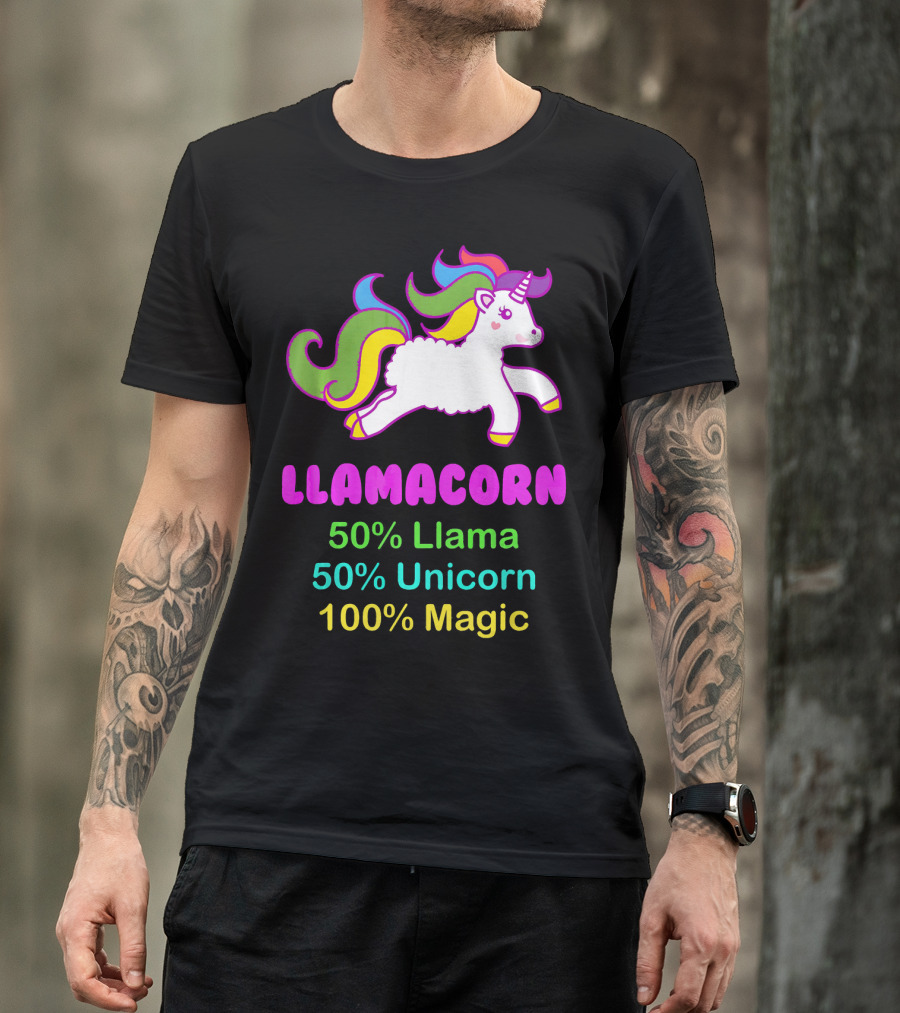 Llamacorn 50% Llama 50% Unicorn 100% Magic Rainbow Elements T-Shirt