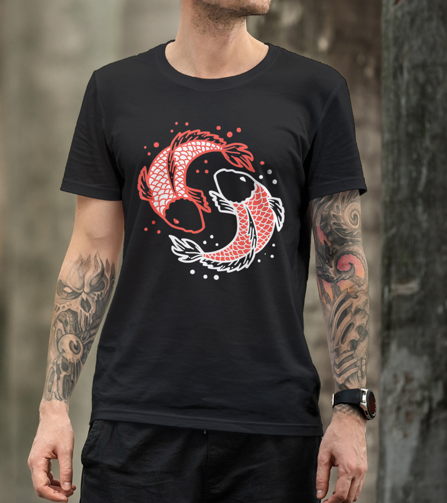 Koi Fish Chinese Koi Carp Swimming Yin Yang T-Shirt